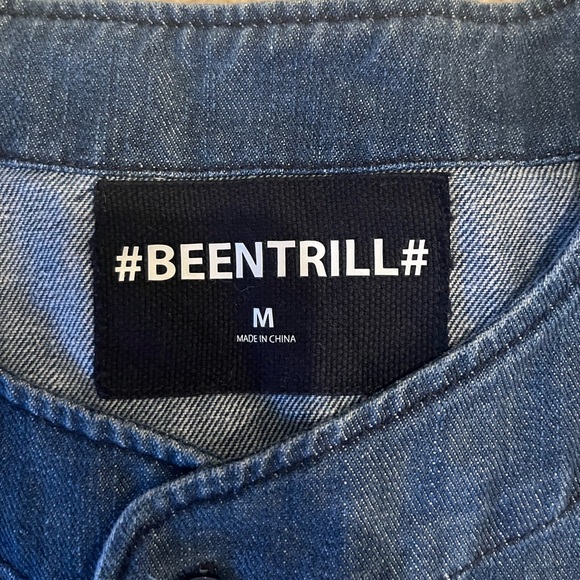 BeenTrill Denim Baseball Style Overshirt - Picture 2 of 4